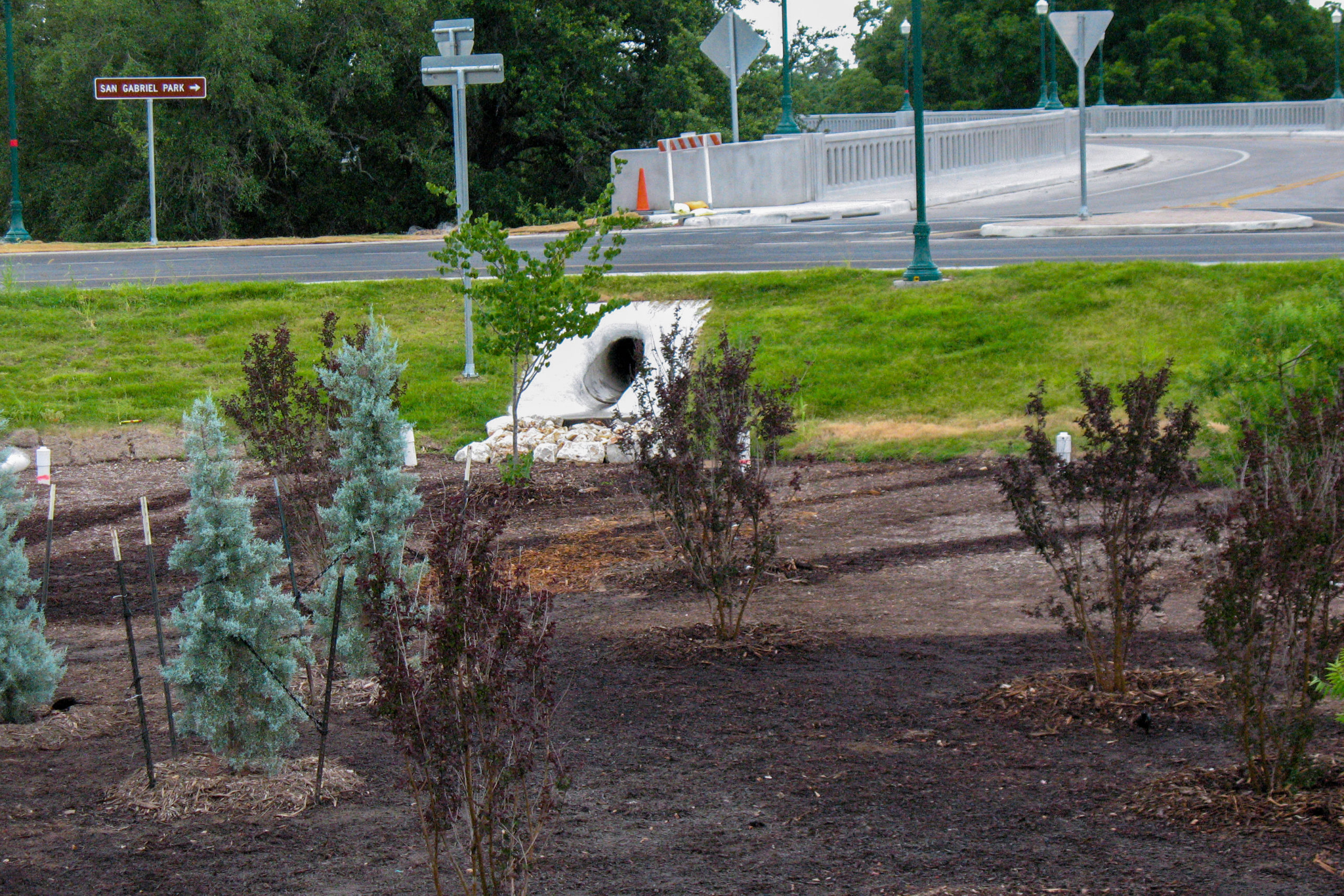 Landscaping in roundabout