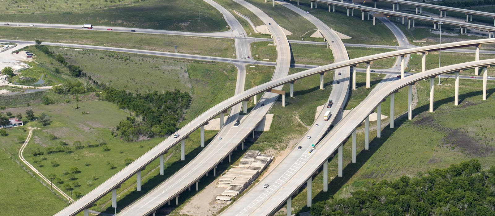 Aerial photo of several bridges