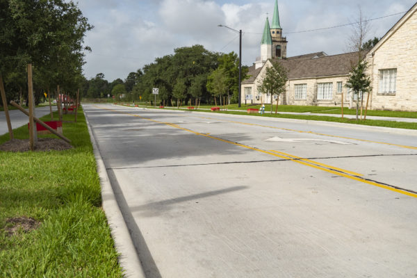 road with striping at Cullen Boulevard