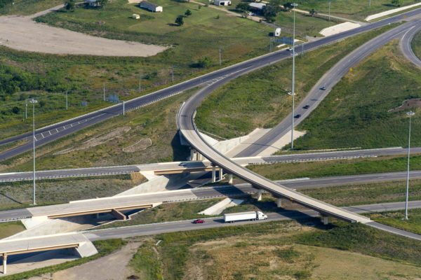 Aerial view of Texas HWY 130 Toll Road