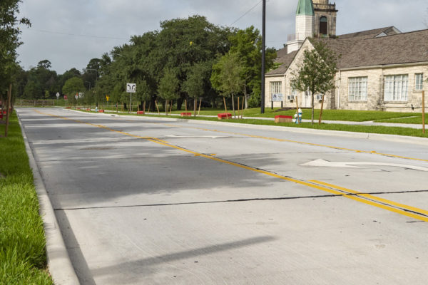 Road with striping at Cullen Boulevard