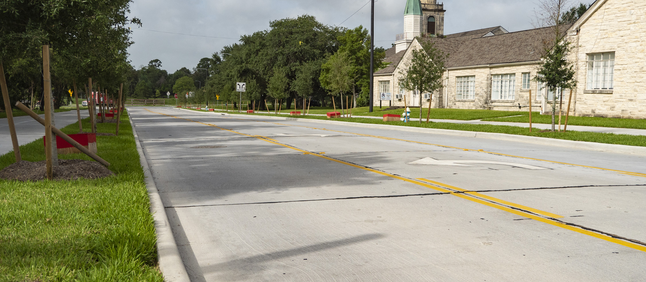 Road with striping at Cullen Boulevard