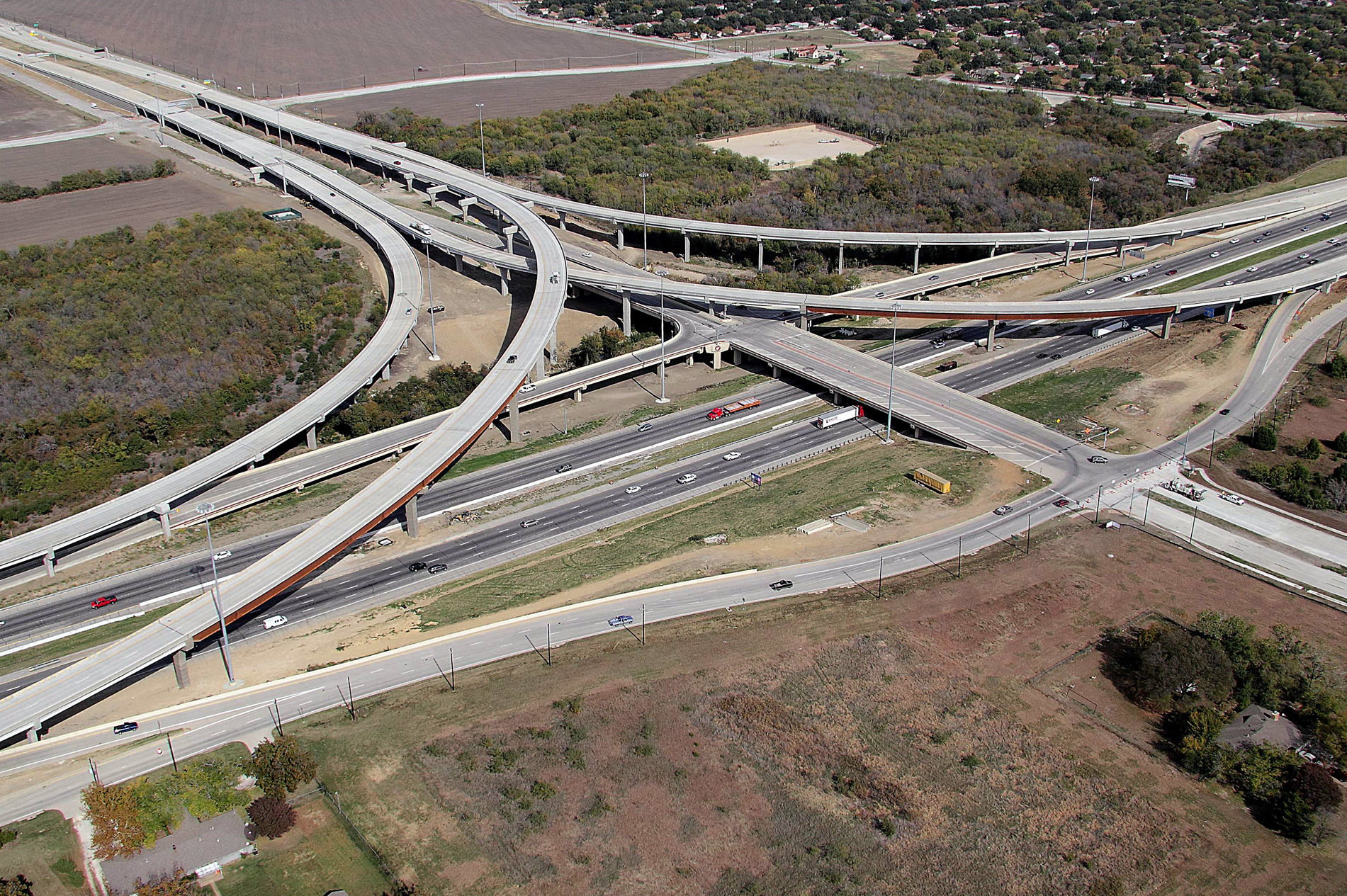 Aerial view of President George Bush Turnpike, SH 161