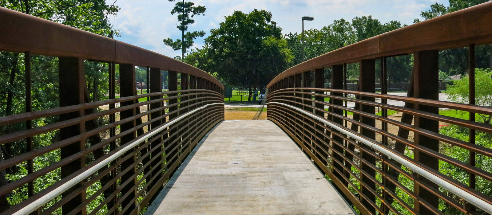 Pedestrian bridge to park area