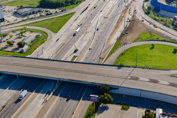 Aerial view of highway turnarounds
