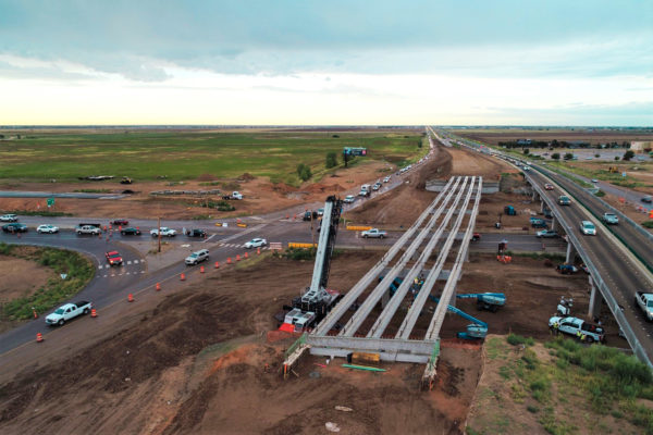 Aerial view of bridge under construction at SL 335